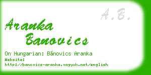 aranka banovics business card