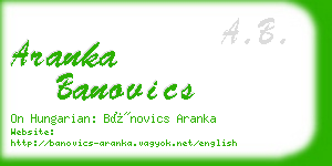 aranka banovics business card